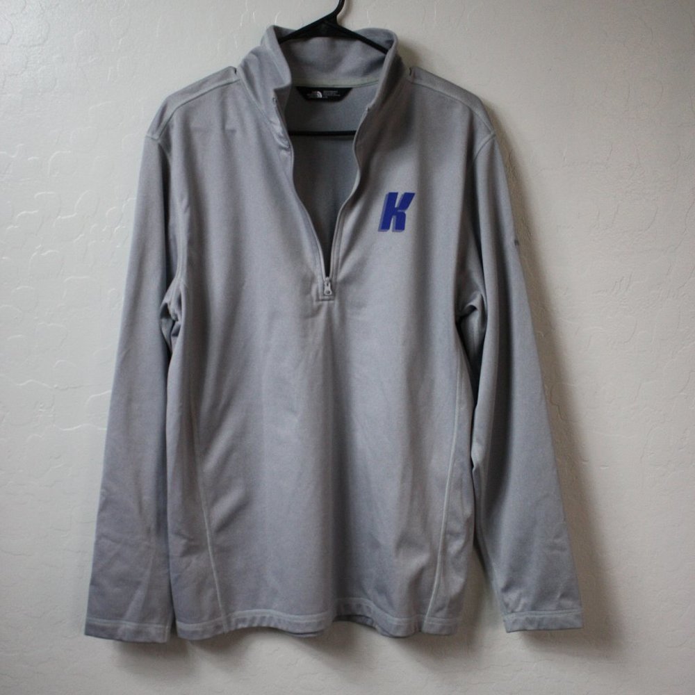 The North Face Sweater Mens Gray Large Quarter Zip Fleece Jacket Pullover